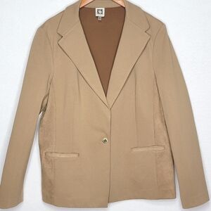Anne Klein Blazer w/ Stretch Knit & Faux Suede Combination Fabric Size XL #580